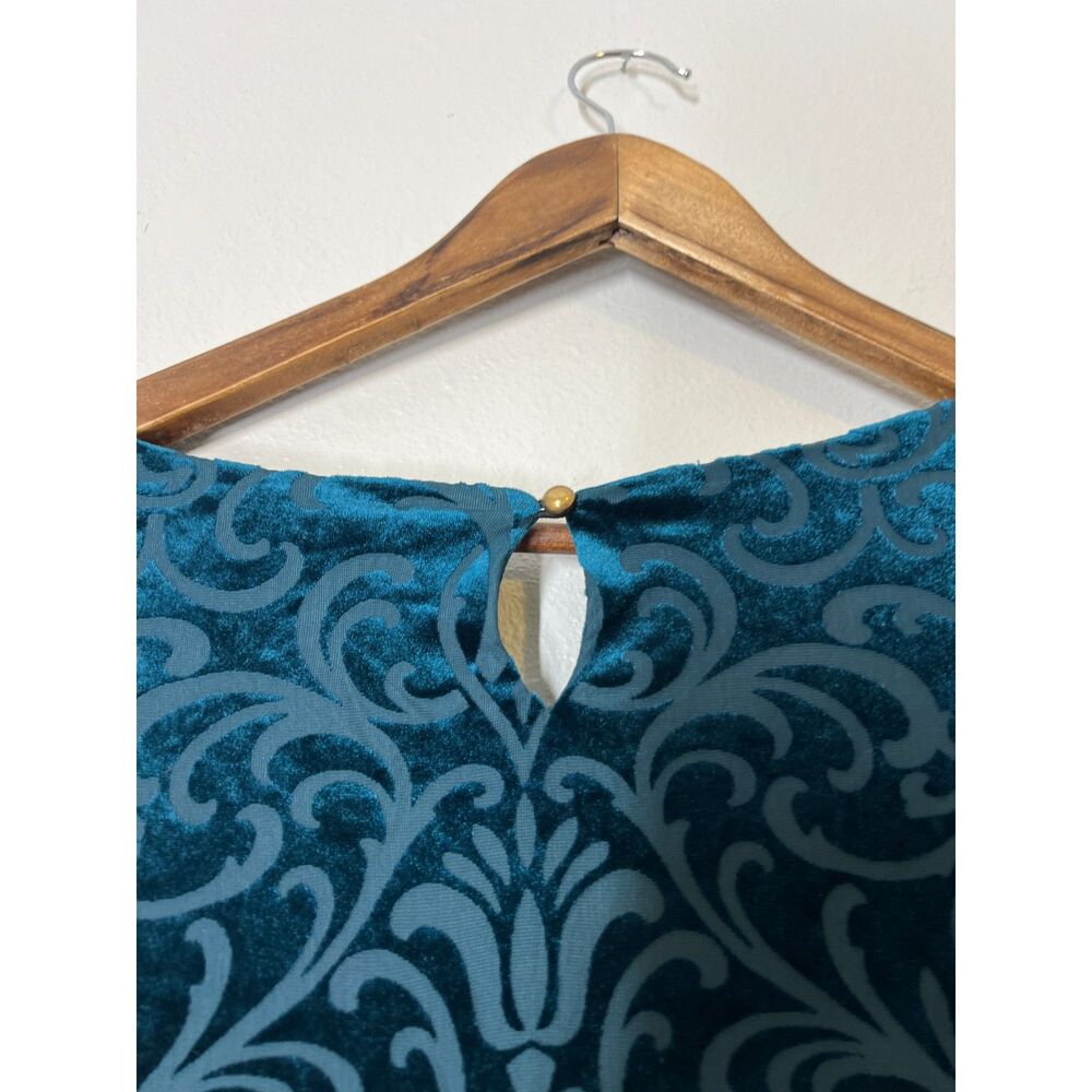 Dark Green Burnout Velvet Blouse Womens Sz S Fairy Grunge Whimsigoth Witchy - Picture 5 of 10